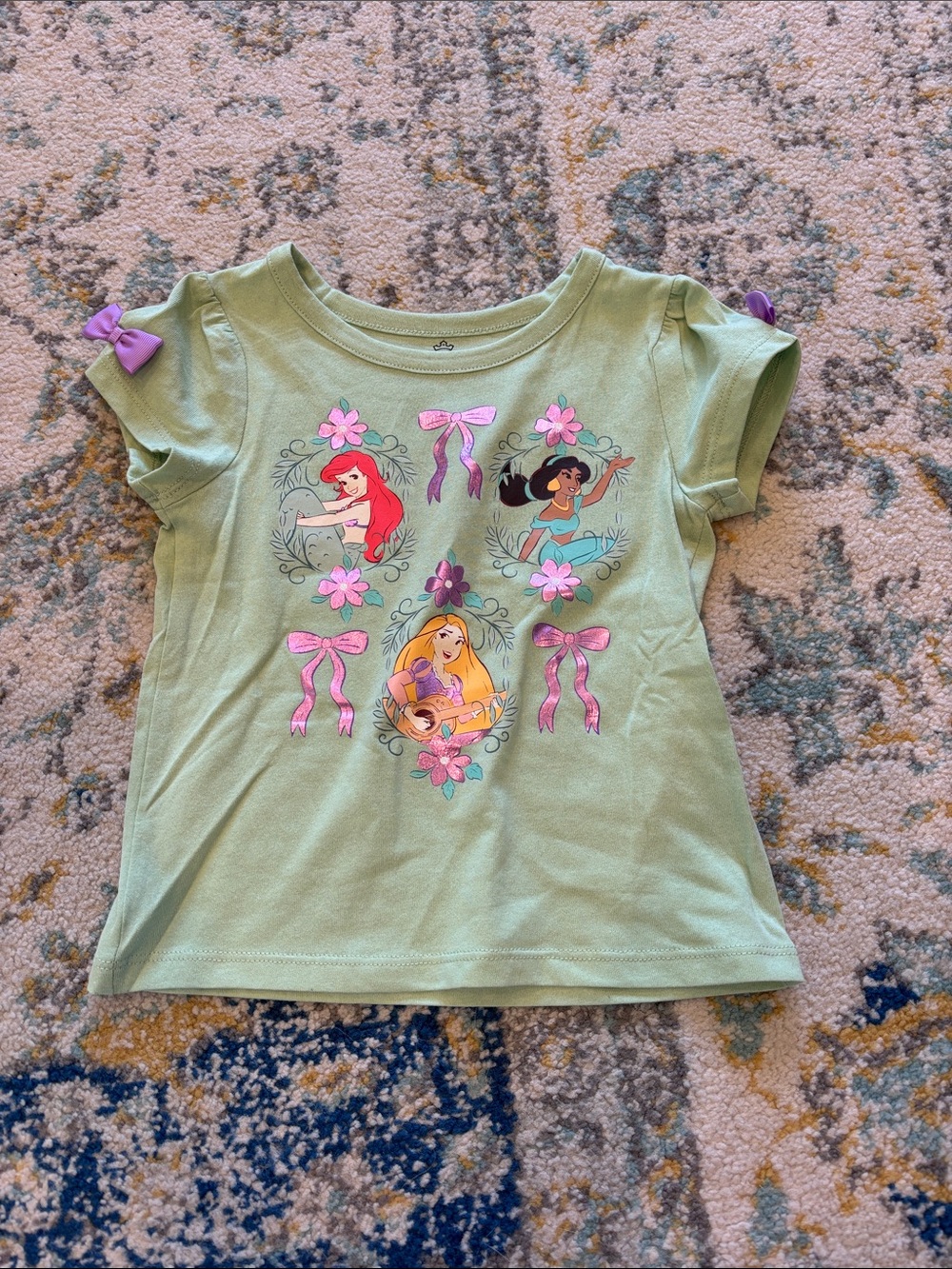NWOT Disney Green Princess Tee with Pink and Purple Accents